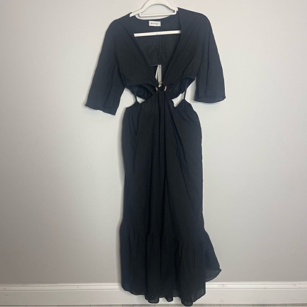 BEAU SOUCI Black Cut out cotton Isola dress New Size 40 - Picture 7 of 13